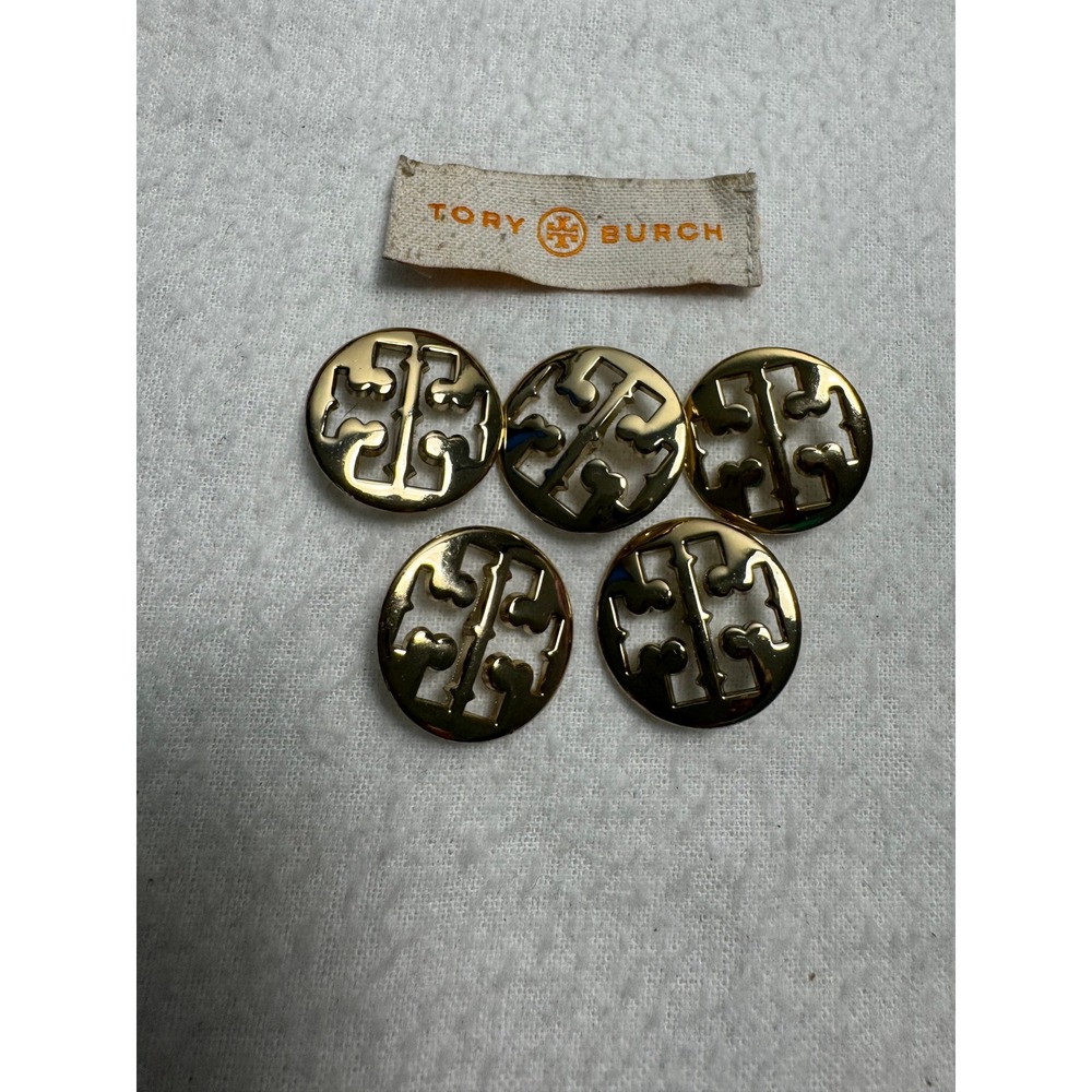 Tory Burch Buttons Women Gold Logo Cutout Replacement Set of 5 Shank